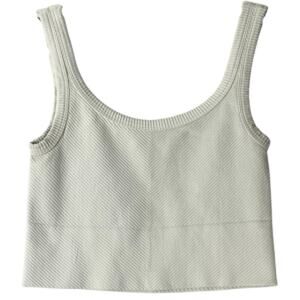 Nikibiki White Scoop Neck Ribbed Cropped Tank Top Womens M L